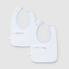 將圖片載入圖庫檢視器 Pack of two printed bibs with embroidery detail - White/Blue