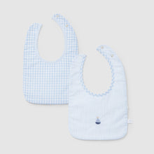 將圖片載入圖庫檢視器 Pack of two printed bibs with embroidery detail - White/Blue
