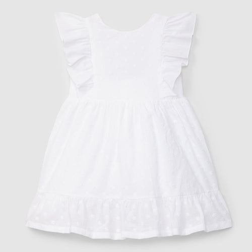 Dress embroidered flowers with bow on the back