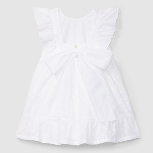 Dress embroidered flowers with bow on the back