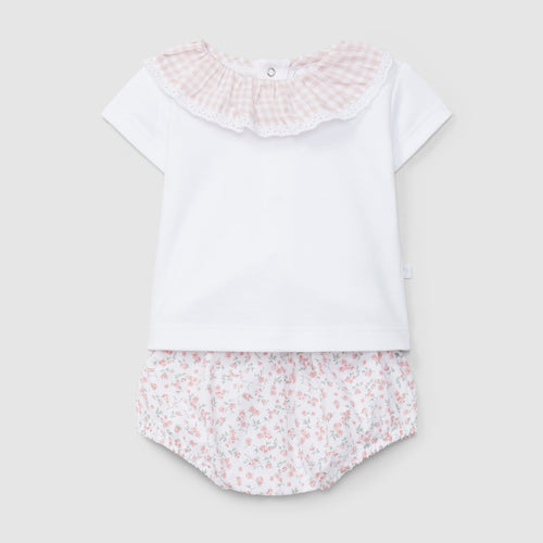 Two-piece set vichy plaid and flowers
