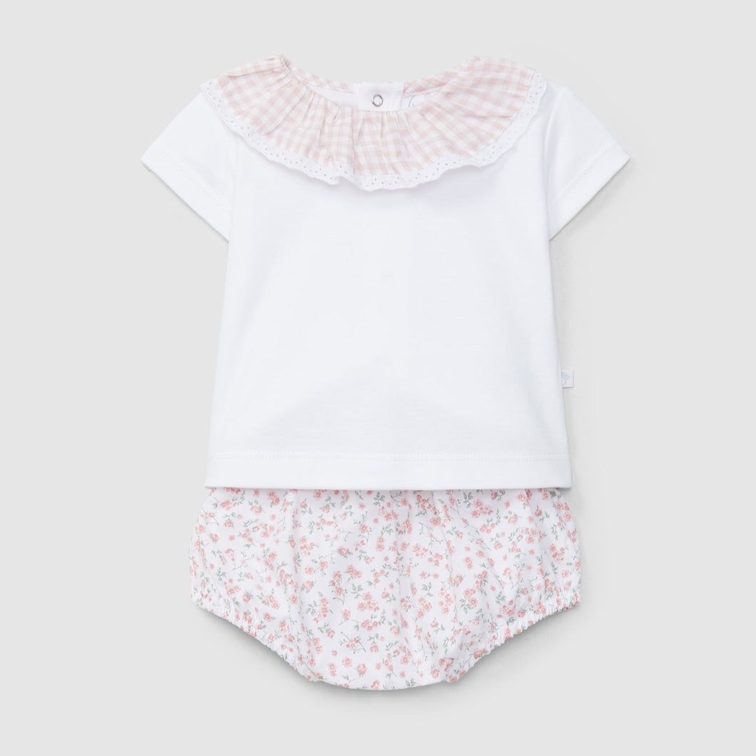 Two-piece set vichy plaid and flowers