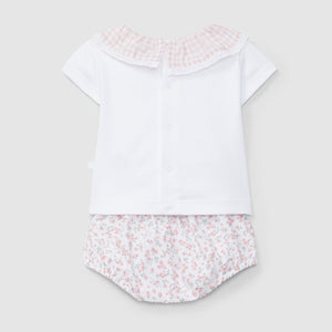 Two-piece set vichy plaid and flowers