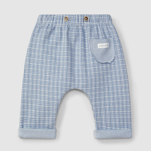 Pull-up pants in jacquard jersey with tattersall