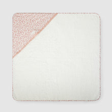 Load image into Gallery viewer, Square fabric sample with pink glittery corner on a white background