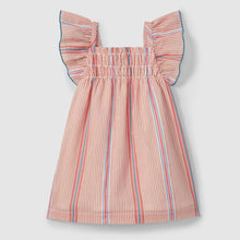 將圖片載入圖庫檢視器 Striped dress with ruffled sleeves on a light gray background