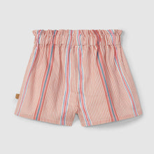Load image into Gallery viewer, Fuchsia striped jacquard pull-up shorts by Laranjinha, stylish bottom with textured fabric and comfortable fit.