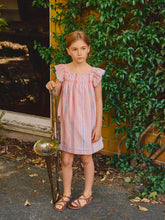 將圖片載入圖庫檢視器 Fucsia jacquard striped dress by Laranjinha featuring a stylish, textured fabric and elegant design.