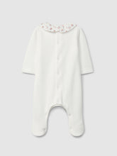 Load image into Gallery viewer, Velvet babygrow with ruffled collar and smocking