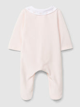 Load image into Gallery viewer, Babygrow in velvet collar with delicate floral embroidery