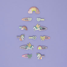 Load image into Gallery viewer, Colorful sparkle bow mini clic clacs headband with unicorn design by MIMI &amp; LULA, featuring shiny embellishments and playful style.
