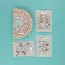 Load image into Gallery viewer, Unicorn and rainbow hair clips