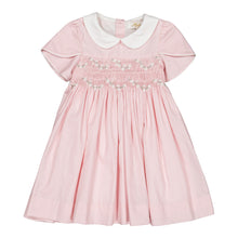 Load image into Gallery viewer, Kidiwi Clémence smocked dress in Fairy Tale pink poplin, featuring delicate smocking and a charming, soft fabric for girls.