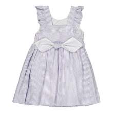 Load image into Gallery viewer, Kidiwi Bégonia smocked dress in lilac seersucke fabric, featuring a charming, lightweight dress with smocking details for girls.