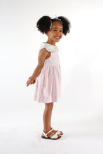 Load image into Gallery viewer, Pink piqué dress for girls by Kidiwi, featuring a charming design and comfortable fit.