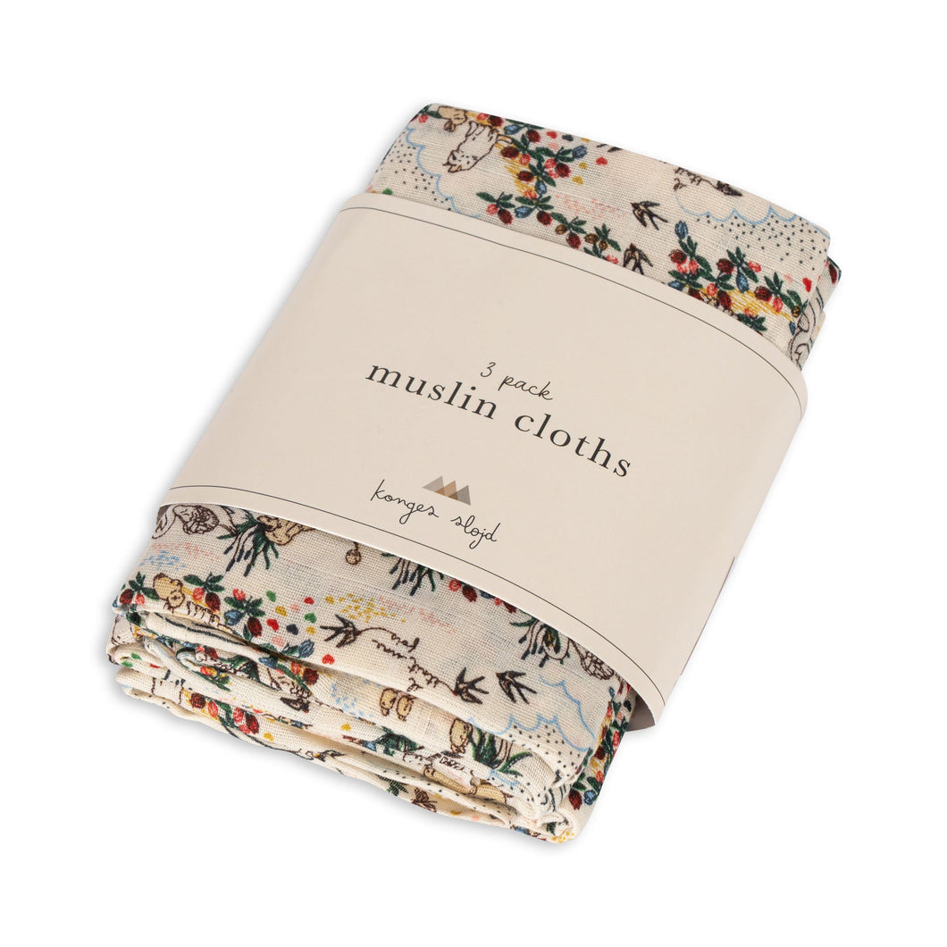 3 pack muslin cloth gots - mizumi