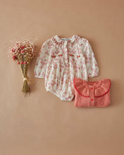 將圖片載入圖庫檢視器 Romper Ecru and pink floral smocked ROSALIE