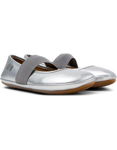 Right - Silver Leather Ballerina for Kids.