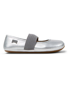 Right - Silver Leather Ballerina for Kids.