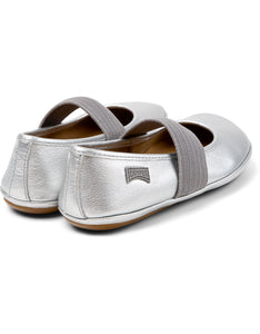 Right - Silver Leather Ballerina for Kids.