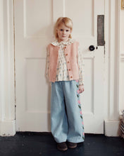 將圖片載入圖庫檢視器 Trousers Light denim embroidered tulips BLEU DELAVE