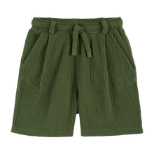 Load image into Gallery viewer, Dark green cotton gauze shorts