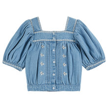 Load image into Gallery viewer, Chambray embroidered blouse
