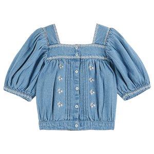 Chambray embroidered blouse