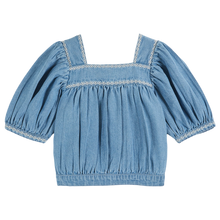 Load image into Gallery viewer, Chambray embroidered blouse