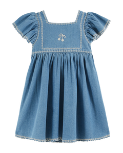 Embroidered denim dress