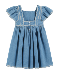 Embroidered denim dress