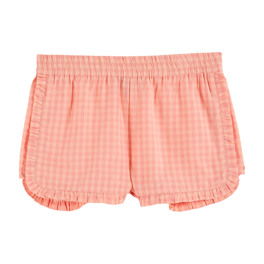 Peony gingham ruffled shorts