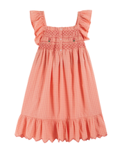 Load image into Gallery viewer, Pink gingham smocked embroidered dress