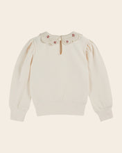 Load image into Gallery viewer, Cream organic cotton crochet-neck sweatshirt