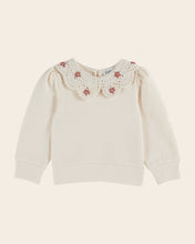 Load image into Gallery viewer, Cream organic cotton crochet-neck sweatshirt