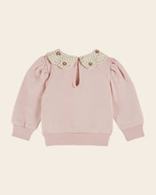 Load image into Gallery viewer, Pink organic cotton crochet-neck sweatshirt