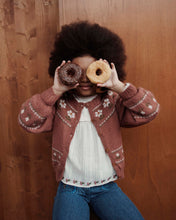 Load image into Gallery viewer, Royal blue daisy jacquard cardigan - VIOLINE