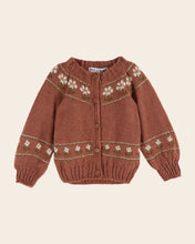 Load image into Gallery viewer, Royal blue daisy jacquard cardigan - VIOLINE