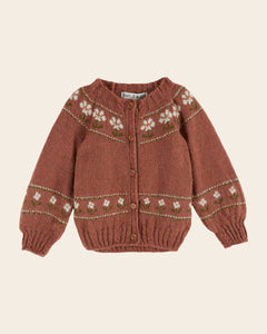 Royal blue daisy jacquard cardigan - VIOLINE