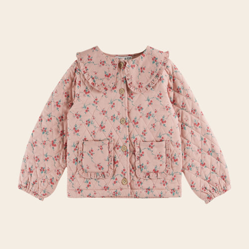 Pink floral jacket on a beige background