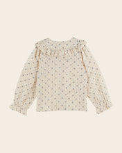 Load image into Gallery viewer, Ecru blouse with blue flowers