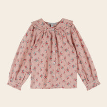 Load image into Gallery viewer, Pink floral blouse on a beige background