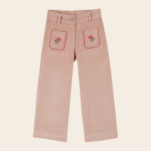 Load image into Gallery viewer, Pink velvet cross-stitch pants
