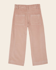 Pink velvet cross-stitch pants