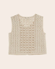 Load image into Gallery viewer, Sleeveless crochet embroidered ecru cardigan