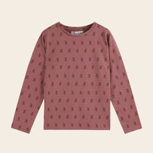 Load image into Gallery viewer, Pink long-sleeve shirt with small pattern on a beige background