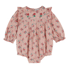 Load image into Gallery viewer, Pink floral baby romper on a white background