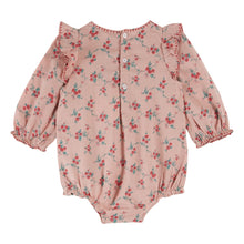 Load image into Gallery viewer, Pink floral baby romper on a white background