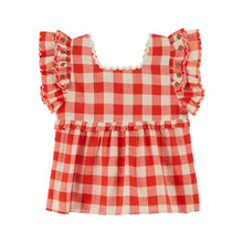 Load image into Gallery viewer, Blouse - Embroidered red gingham