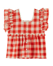 Load image into Gallery viewer, Blouse - Embroidered red gingham